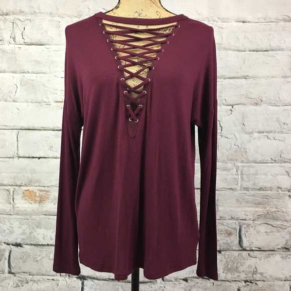 Express Tops - Express One Eleven Purple Crisscross Long Sleeve